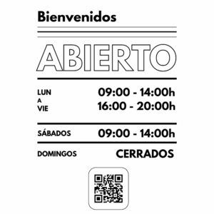 Horario con Código QR -  Vinilo de Corte – Horario semanal (Modelo 0001)